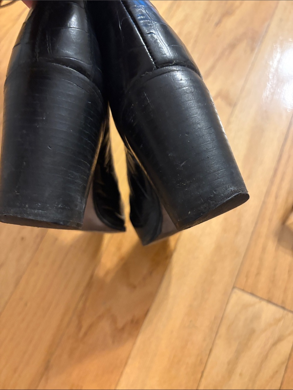SCHUTZ Black Croc-Embossed boots - Picture 3 of 8